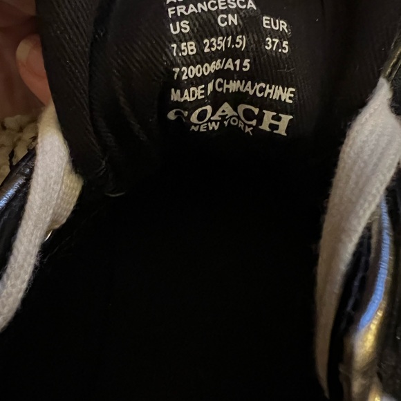 Coach sneakers, size 7.5, worn once.Black with silver trim. - Picture 7 of 8